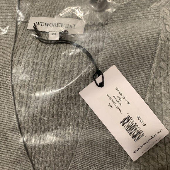 NWT WeWoreWhat Varsity Cardigan Heather Grey Size Medium/Large M/L NEW $138 - Picture 6 of 6